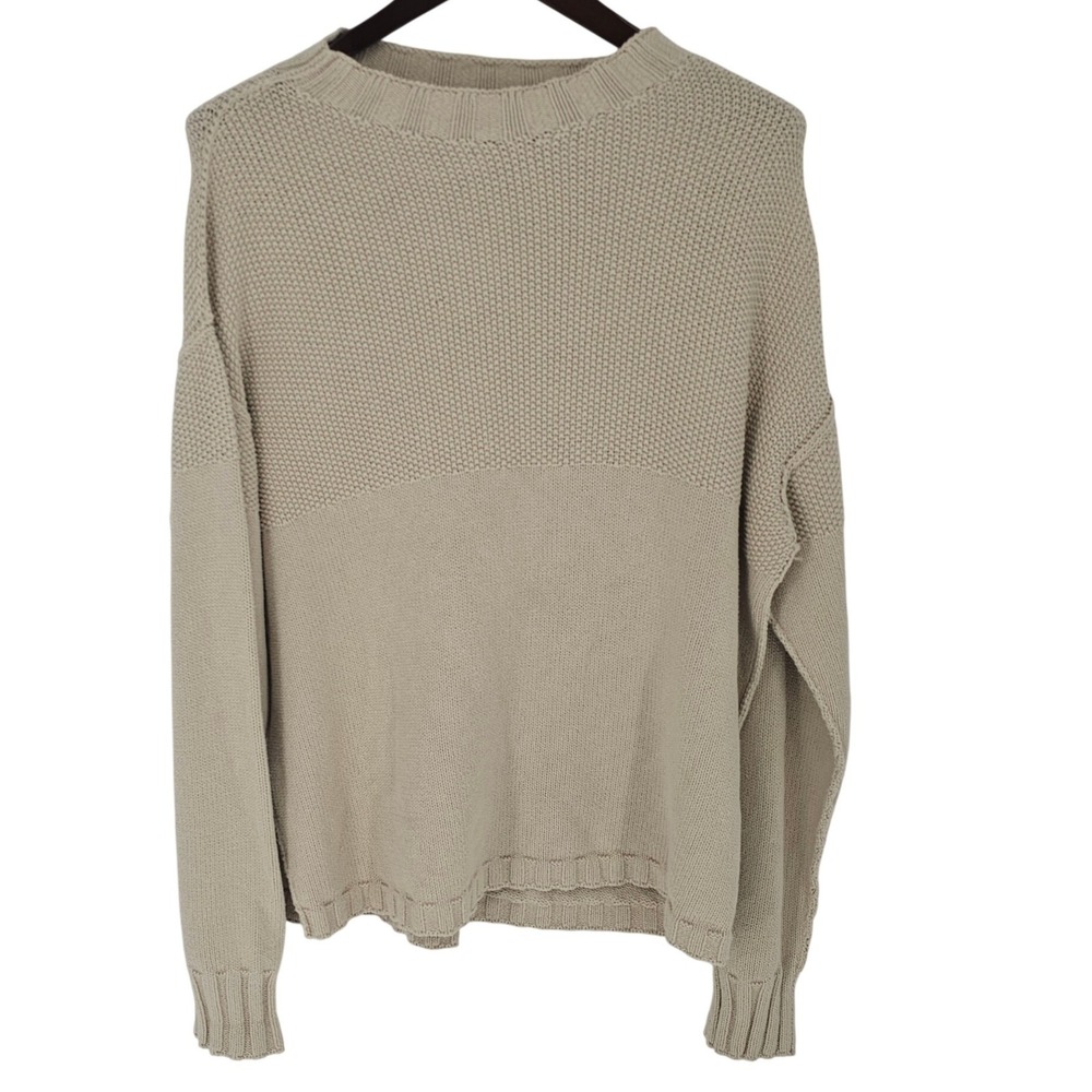 JAMES‎ STREET Knit Sweater Oatmeal Tan Textured Crew Neck Casual Small Cozy